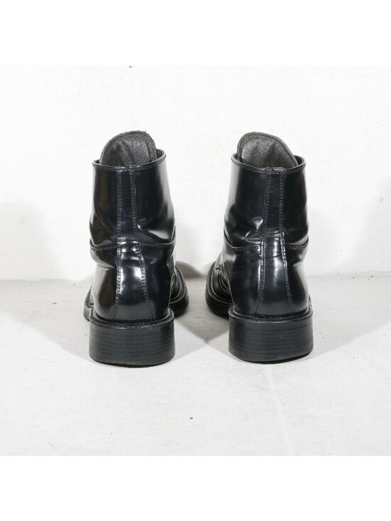 Vintage Kenneth Cole New York Black Leather Lace Up Chunky Ankle Boots Made in I